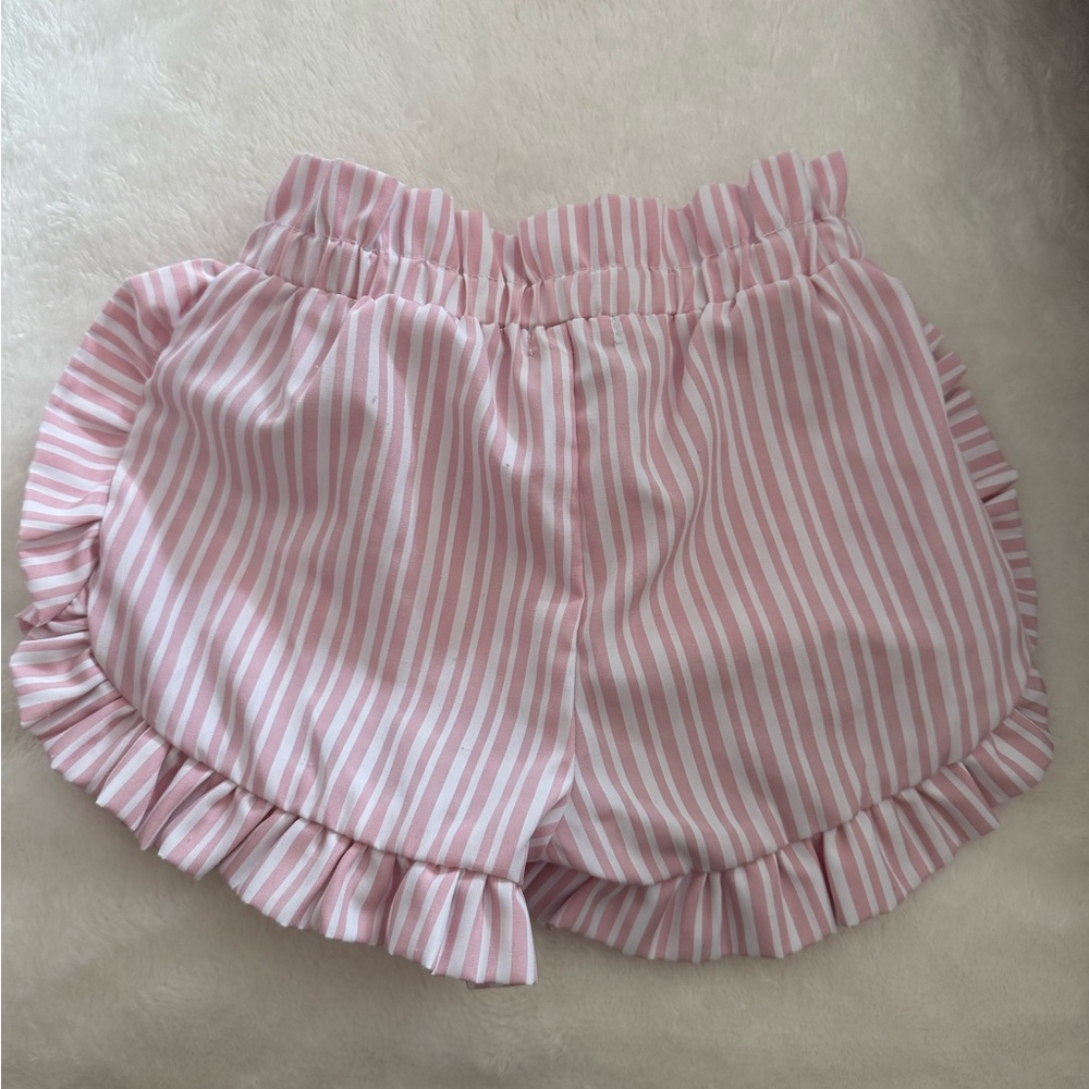 Pink Striped Ruffle Shorts - Picture 2 of 2
